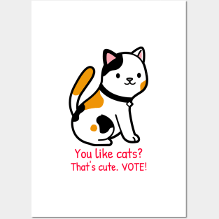 VOTE Cute Funny Cat Election Artwork Posters and Art